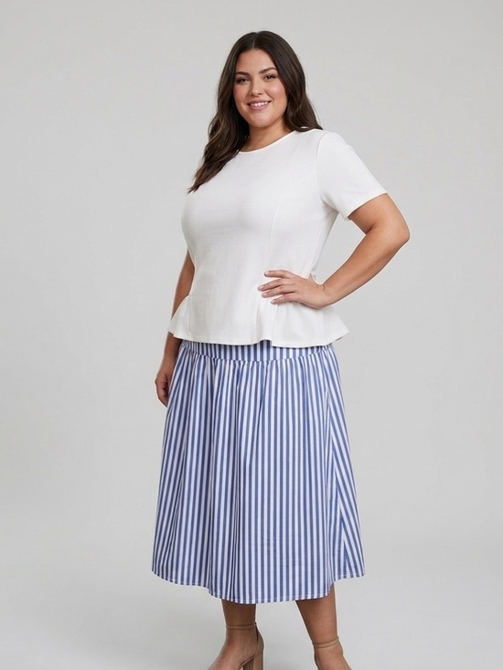Old Navy Dresses & Skirts - Peplum Top and Stripe Midi Skirt BAR III and OLD NAVY XL NWOT/EUC